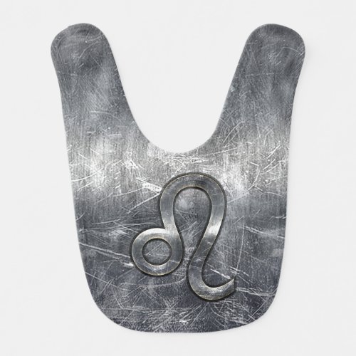 Silver Leo Zodiac Sign in Grunge Distressed Style Bib