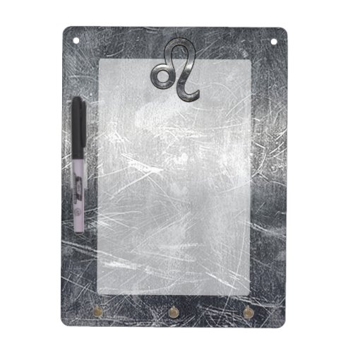 Silver Leo Zodiac Sign in Grunge Distressed Style Dry_Erase Board