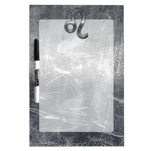 Silver Leo Zodiac Sign in Grunge Distressed Style Dry_Erase Board