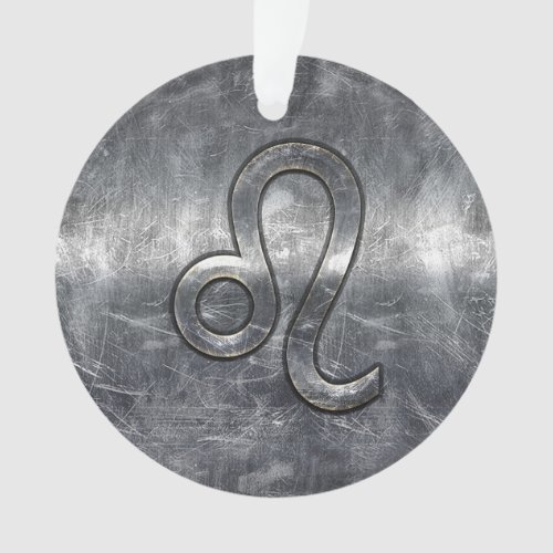 Silver Leo Zodiac Sign in Grunge Distressed Style Ornament