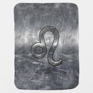 Silver Leo Zodiac Sign in Grunge Distressed Style Swaddle Blanket