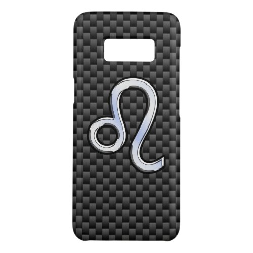 Silver Leo Zodiac Symbol Charcoal Carbon Fiber Case_Mate Samsung Galaxy S8 Case