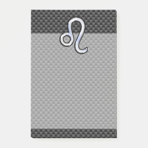 Silver Leo Zodiac Symbol Charcoal Carbon Fiber Post_it Notes