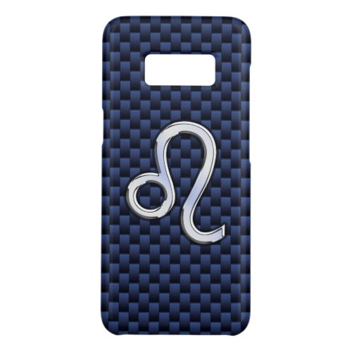 Silver Leo Zodiac Symbol Navy Carbon Fiber Print Case_Mate Samsung Galaxy S8 Case