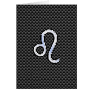 Silver Leo Zodiac Symbol on Carbon Fiber Print Cards