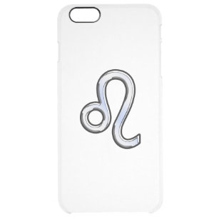 Silver Leo Zodiac Symbol on Carbon Fiber Print Clear iPhone 6 Plus Case
