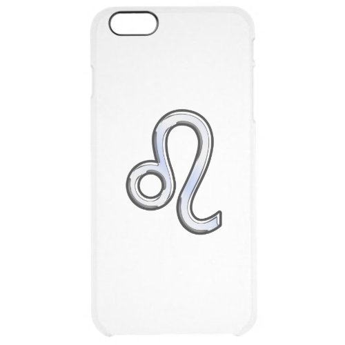 Silver Leo Zodiac Symbol on Carbon Fiber Print Clear iPhone 6 Plus Case