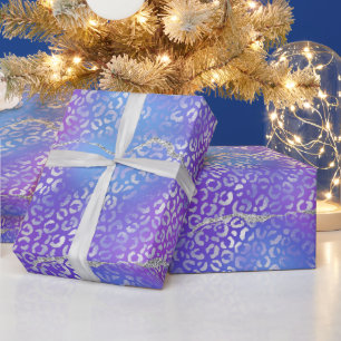 Silver Leopard Agate Glam Abstract Gradient Wrapping Paper