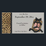 Silver Leopard And Black Pearls Save The Date<br><div class="desc">Black bow and pearls with black and tan leopard print decorate this contemporary save the date announcement. Upload your own photo to the funky leopard frame to further personalize the look of this plush design. There is plenty of customizable text to add your party information. We also have this design...</div>