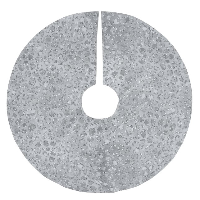 Silver Leopard Gray   Brushed Polyester Tree Skirt (Front)