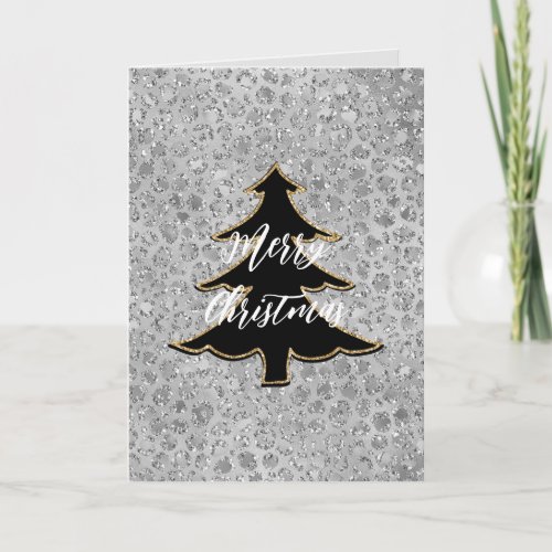 Silver Leopard Gray Meow Kitty Cat  Card