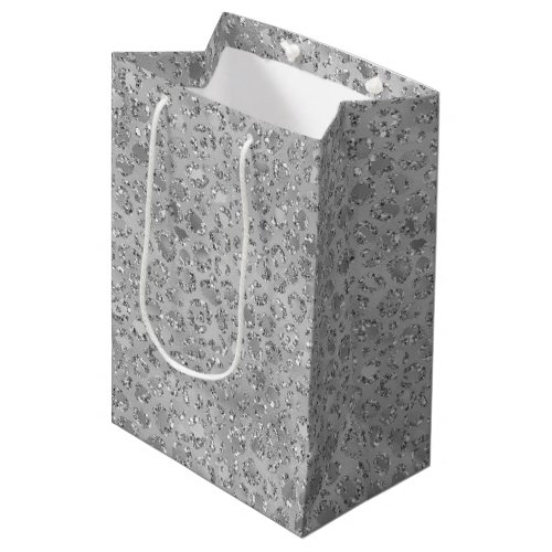 Silver Leopard Gray Meow Kitty Cat  Medium Gift Bag