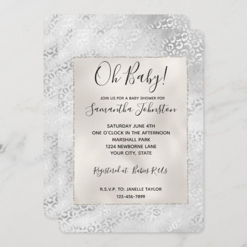 Silver Leopard Print Invitation