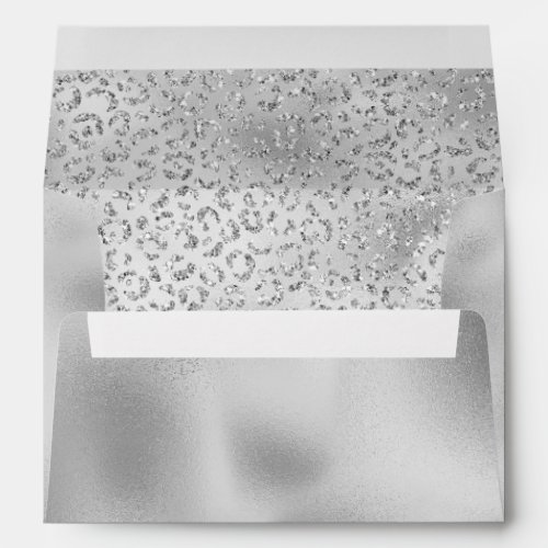 Silver Leopard Print Luxe Glitter    Envelope