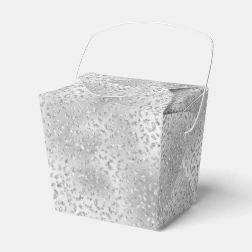 Silver Leopard Print Luxe Glitter       Favor Boxes