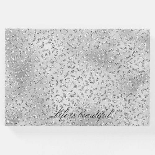 Silver Leopard Print Luxe Glitter      Guest Book