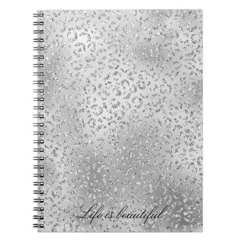 Silver Leopard Print Luxe Glitter        Notebook