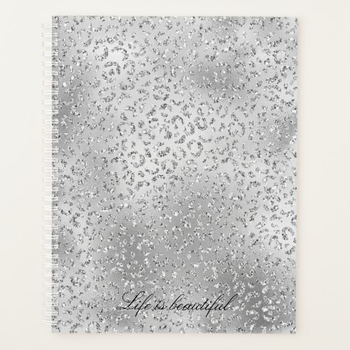 Silver Leopard Print Luxe Glitter     Planner