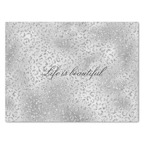 Silver Leopard Print Luxe Glitter        Tissue Paper