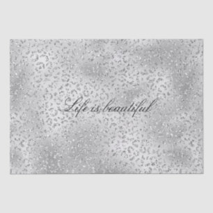 Silver Leopard Print Luxe Glitter Tissue Paper