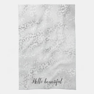 Silver Leopard Print personalized Kitchen Towel