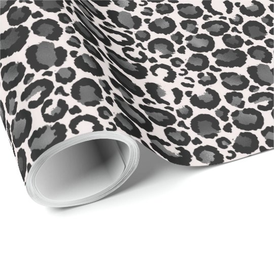 Silver Leopard Print Wrapping Paper