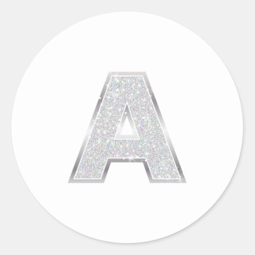 Silver Letter A Classic Round Sticker