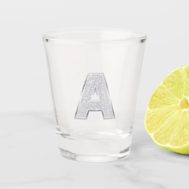 Silver Letter A Shot Glass (Front)