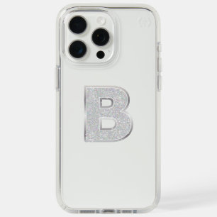 Silver Letter B iPhone 15 Pro Max Case