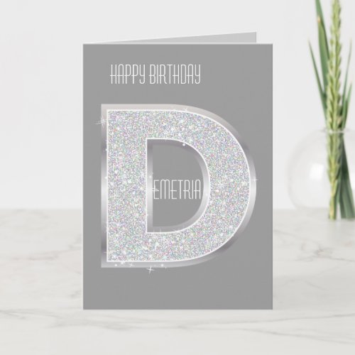 Silver Letter D Card