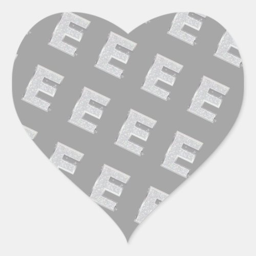 Silver Letter E Heart Sticker