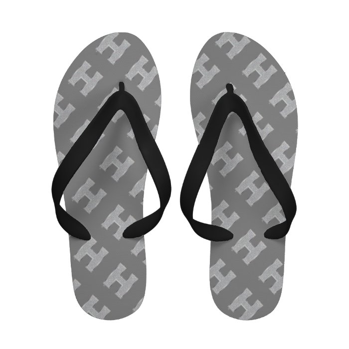 Silver Letter H Flip Flops