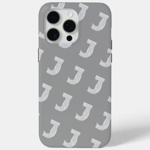 Silver Letter J iPhone 15 Pro Max Case