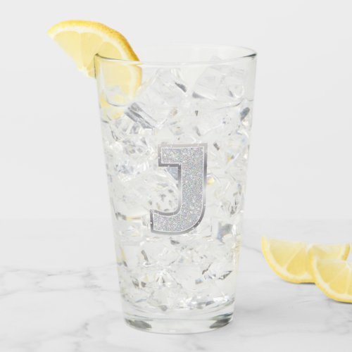 Silver Letter J Glass