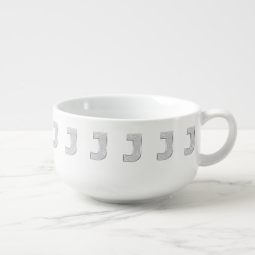 Silver Letter J Soup Mug