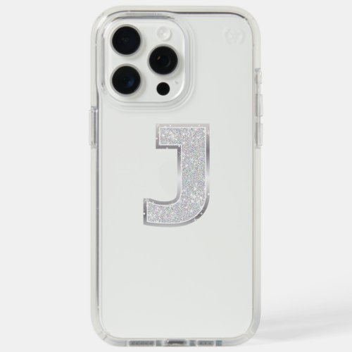 Silver Letter J iPhone 15 Pro Max Case