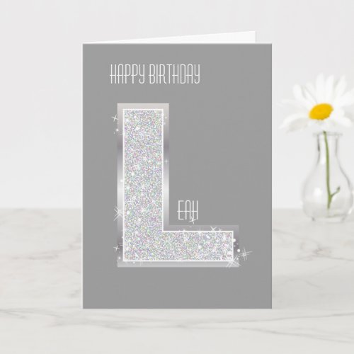 Silver Letter L Card