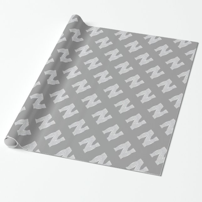 Silver Letter N Wrapping Paper (Unrolled)