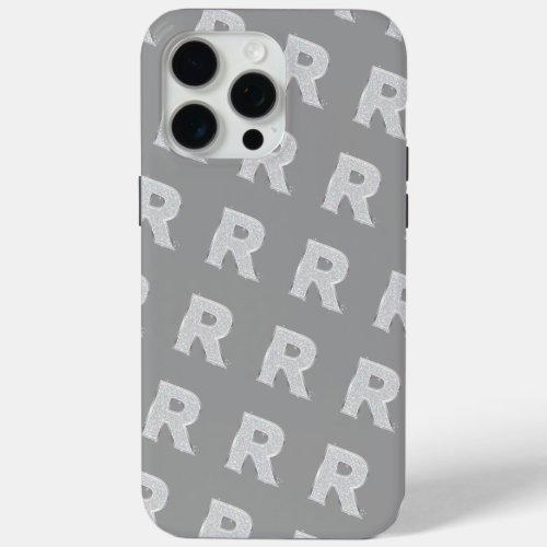 Silver Letter R iPhone 15 Pro Max Case