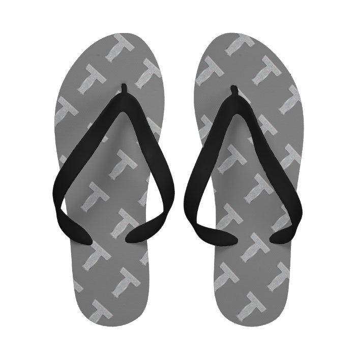 Silver Letter T Flip Flops