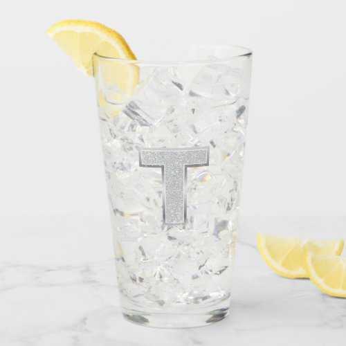 Silver Letter T Glass
