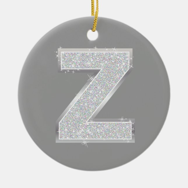 Silver Letter Z Ceramic Ornament (Front)