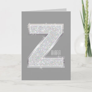 Silver Letter Z Note Card