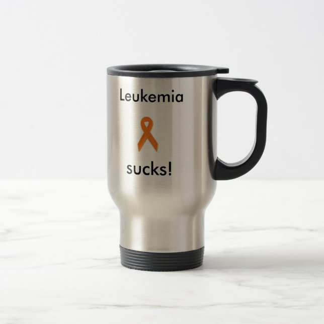 silver, Leukemia sucks! travel mug.. Mug (Right)
