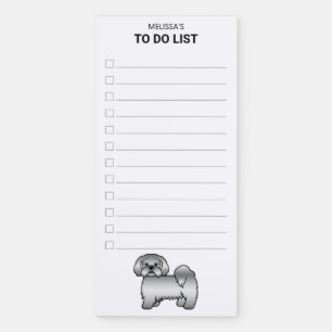 Silver Lhasa Apso Cute Cartoon Dog To Do List Magnetic Notepad