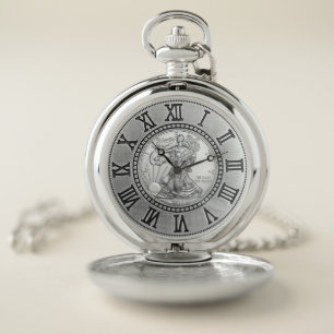 SILVER LIBERTY COIN POCKET WATCH