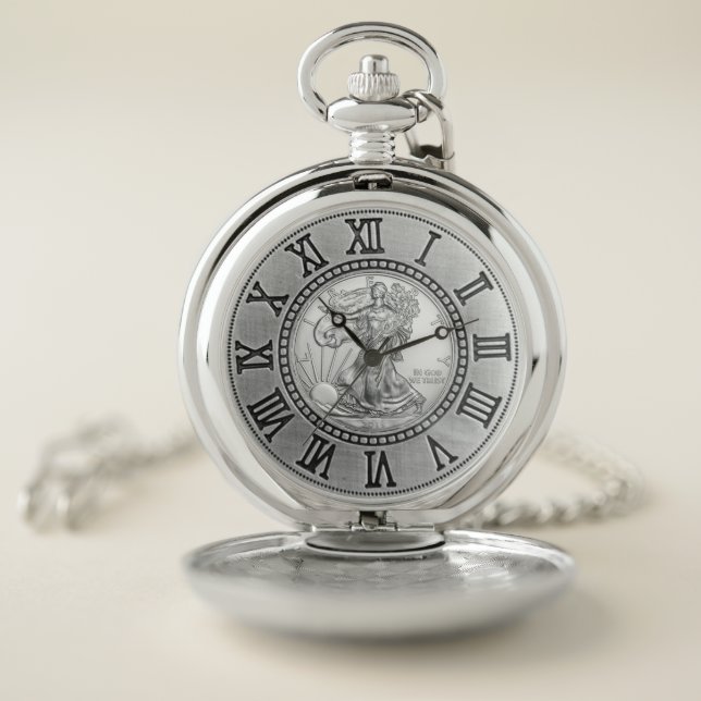 SILVER LIBERTY  COIN POCKET WATCH (Inside)