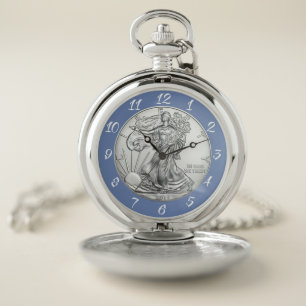 SILVER LIBERTY COIN POCKET WATCH