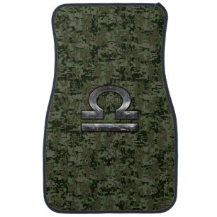 Silver Libra Zodiac Green Digital Camo Car Floor Mat