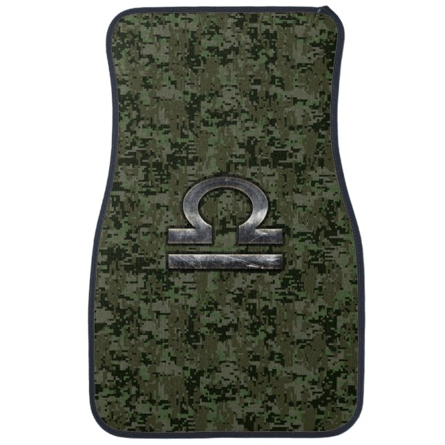 Silver Libra Zodiac Green Digital Camo Car Floor Mat (Front)